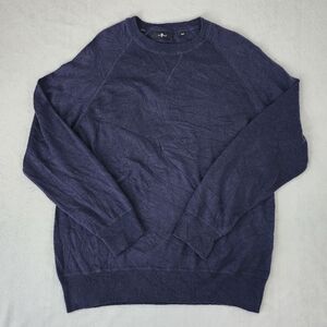 7 FOR ALL MANKIND Men's Navy Blue Cotton Wool Crewneck Pullover Sweater Medium